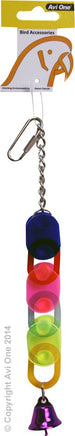 Colourful Acrylic Bird Toy With Chains & Bell - Www.goldfishpagoda.co.nz