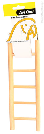 Wooden Bird Ladder - 5 Rung. Natural Wood - Www.goldfishpagoda.co.nz