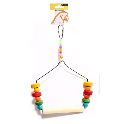 Bird Swing With Coloured Wooden Blocks - Natural - Www.goldfishpagoda.co.nz