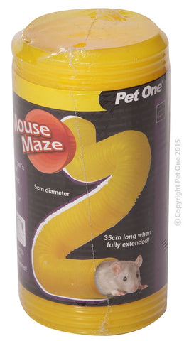 Pet One Tunnel Mouse Maze 5cm Dia X35cm L Yellow