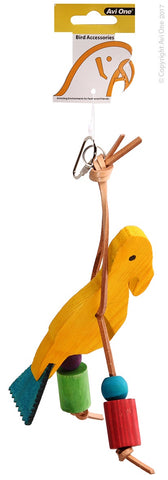 Avi One Bird Toy Parrot Toy Wooden Bird With Leather 18x22cm