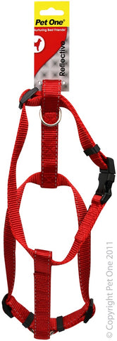 Pet One Harness - Reflective Nylon Adjustable 10mm 15-22.5cm Red