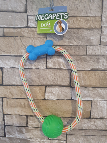 Dog Rope Toy with Chew Bone and Ball