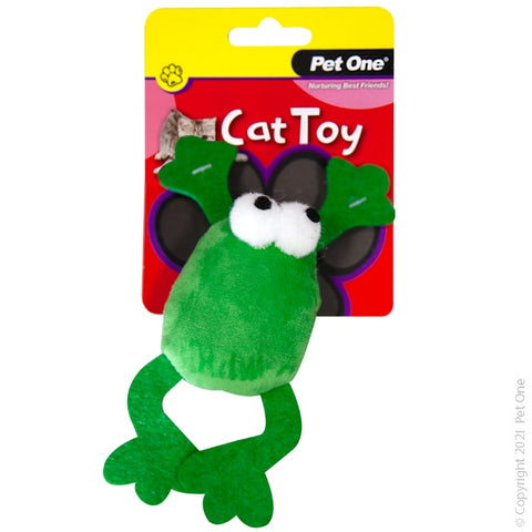 Pet One Cat Toy - Plush Jumping Frog Green 14.5cm