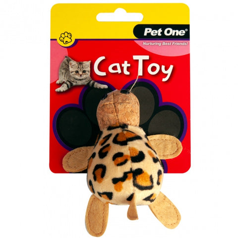 Pet One Cat Toy - Plush Leopard Tortoise 10.5cm