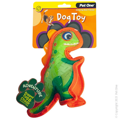 Pet One Dog Toy - Adventure Squeaky Dinosaur Green 24cm