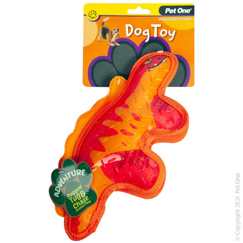 Pet One Dog Toy - Adventure Squeaky Dinosaur Red 30cm