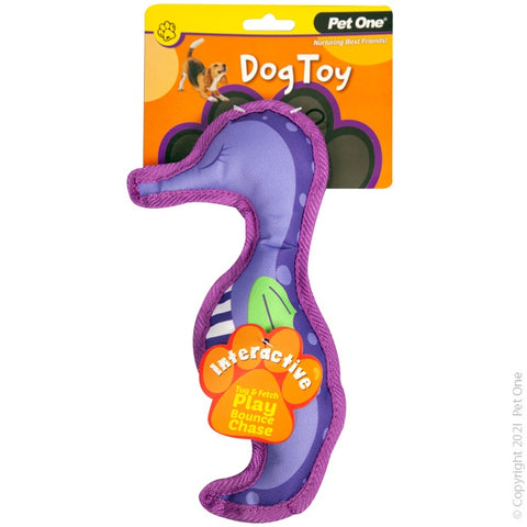 Pet One Dog Toy - Interactive Squeaky Seahorse Purple 25cm