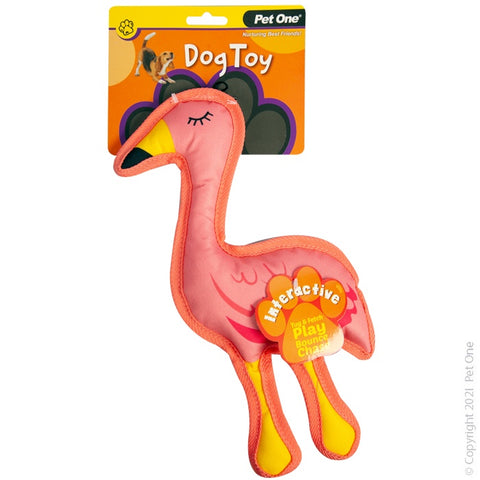 Pet One Dog Toy - Interactive Squeaky Flamingo Pink 28cm