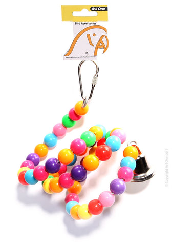 Avi One Parrot Toy - Coloured Beads Twister Bell 67cm