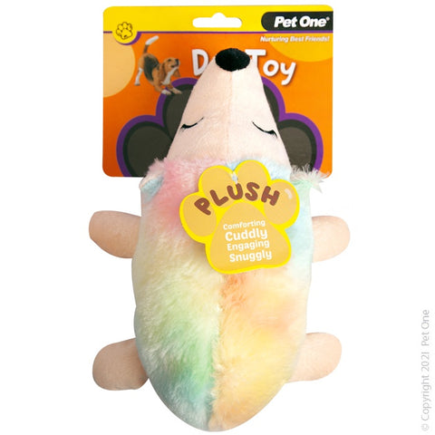 Pet One Dog Toy - Plush Squeaky Rainbow Unihog 26cm