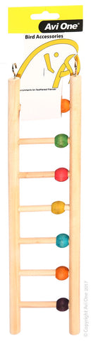 Avi One Bird Toy - Wooden Ladder 7 Rung With beads
