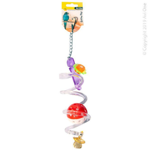 Colourful Acrylic Spiral Bird Toy With Ball