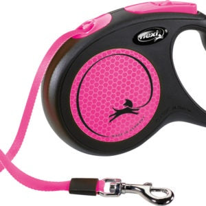 Flexi Neon Reflective Dog Lead 5M Med (Pink)